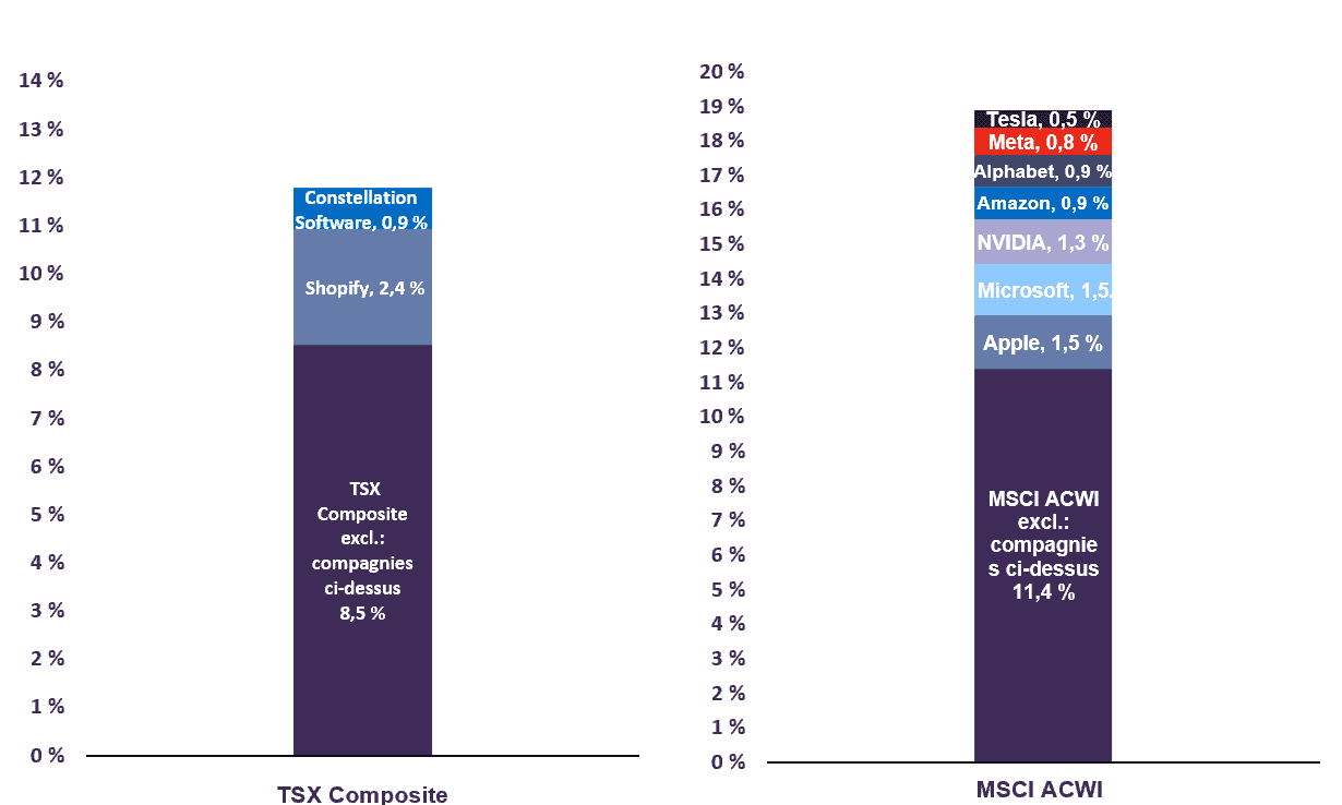 Contribution au rendement total de  l’indice en 2023 (en C$)