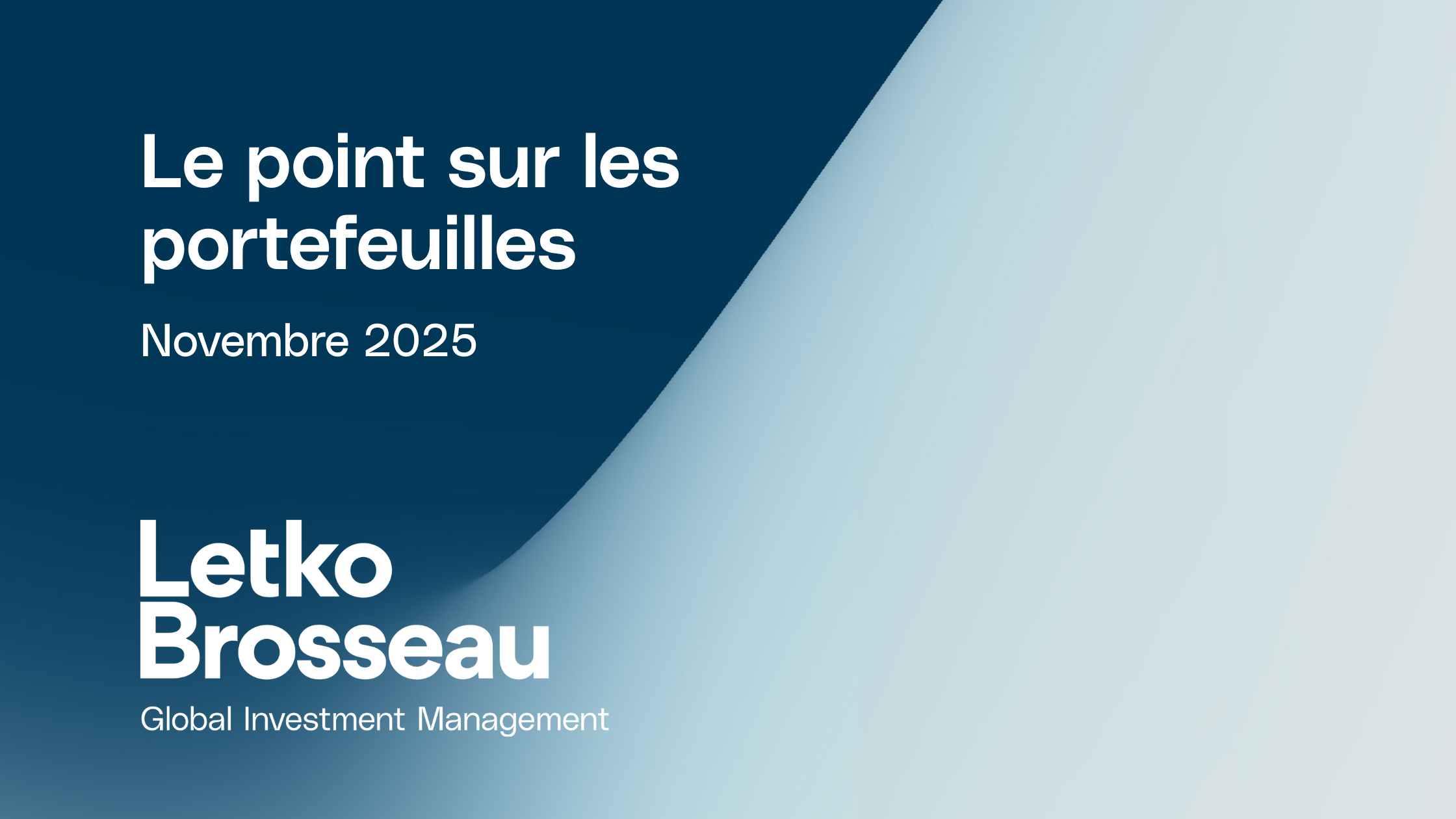 Le point sur les portefeuilles – Novembre 2025