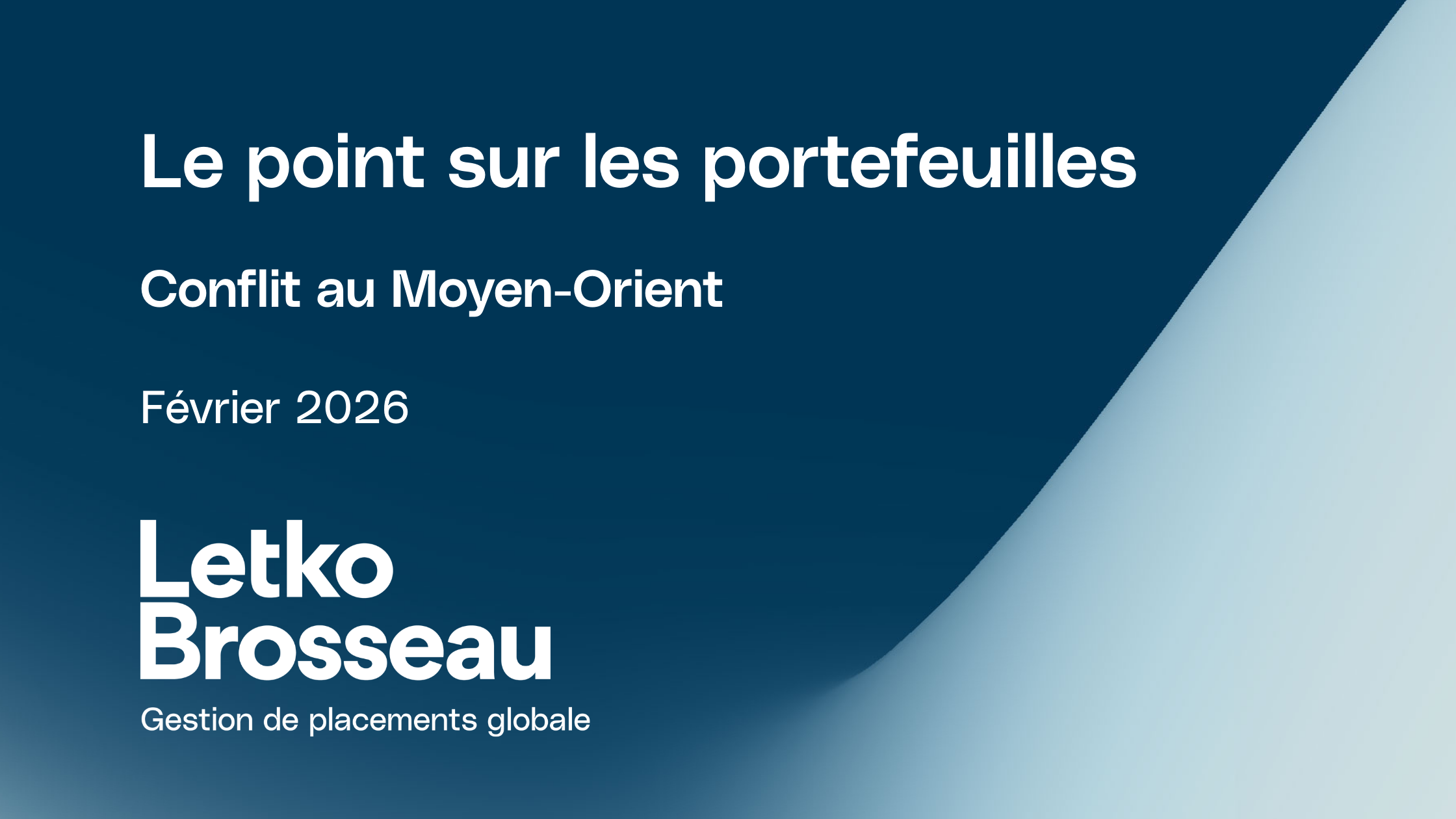 Le point sur les portefeuilles – Mars 2026