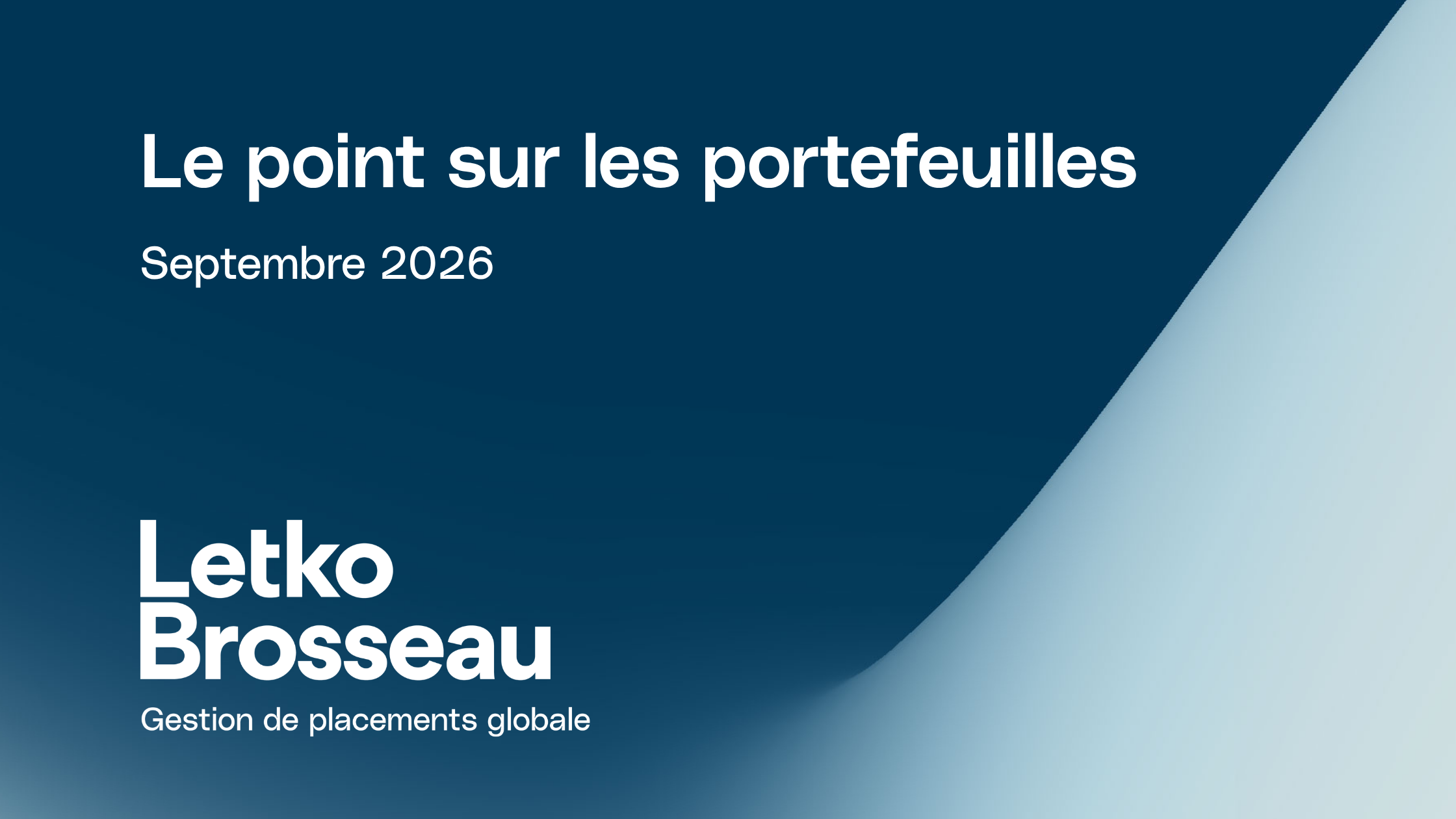 Le point sur les portefeuilles – Septembre 2026